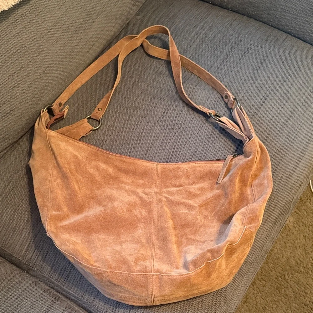 Free People Suede Hobo Shoulder Bag in Cognac
